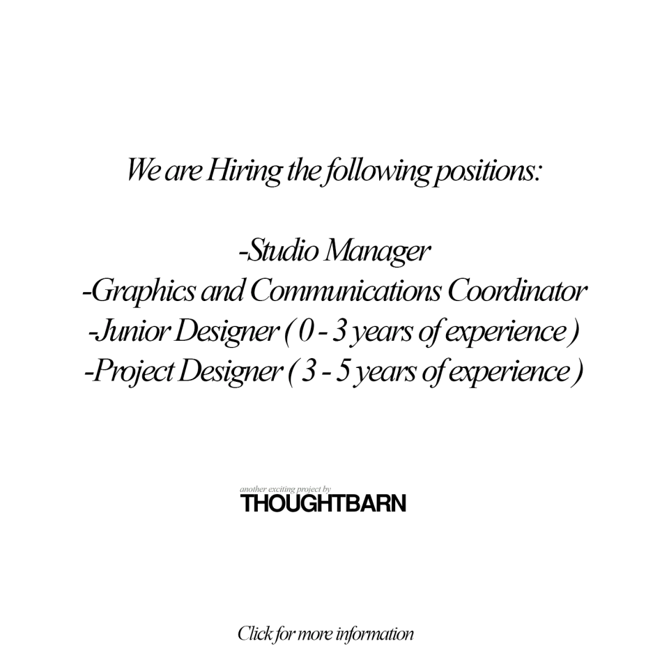 Job Opportunities – Spring 2021 / Studio Manager / Graphics / Comm. Coordinator / Junior Designer / Project Designer